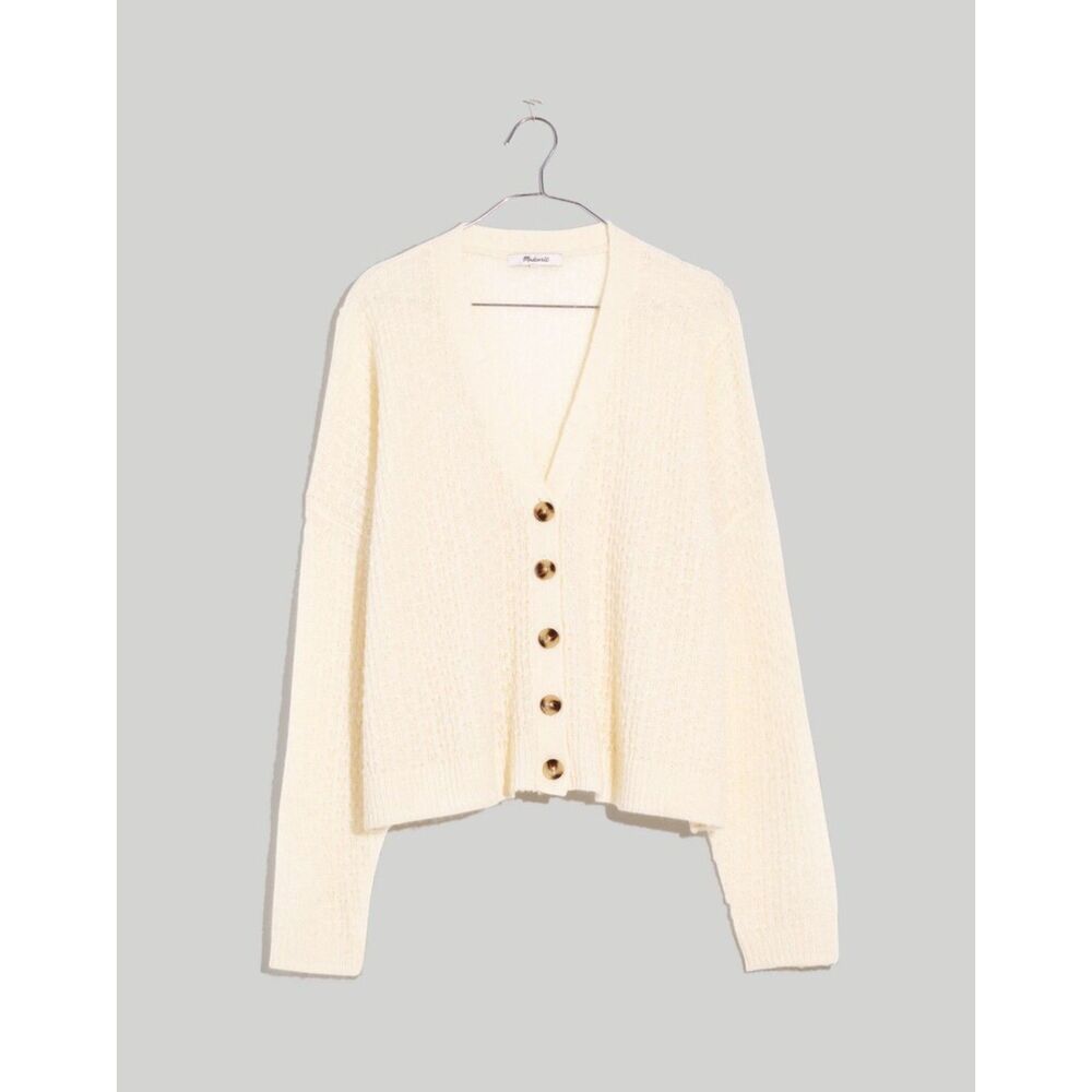 Madewell Mayfair Alpaca Cardigan Antique Cream Large Button Front NWOT - Picture 5 of 11